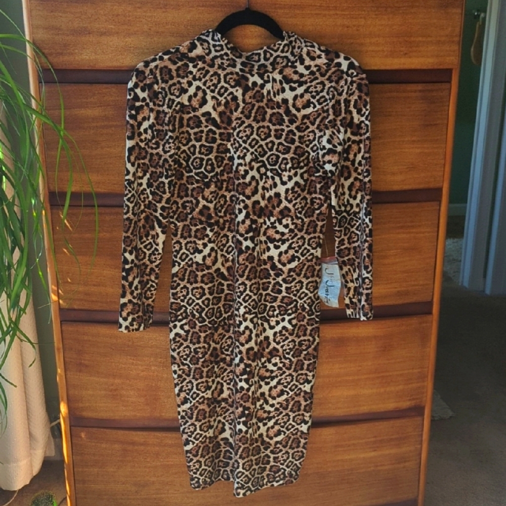 Leopard Print Long Sleeve Dress